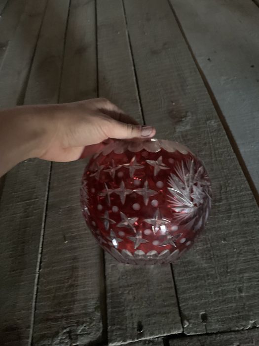 Вінтажна ваза з журавлиного кришталю. Богемський кришталь.