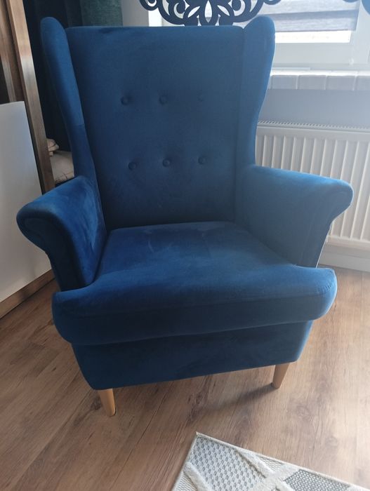 Fotel uszak  niebieski
