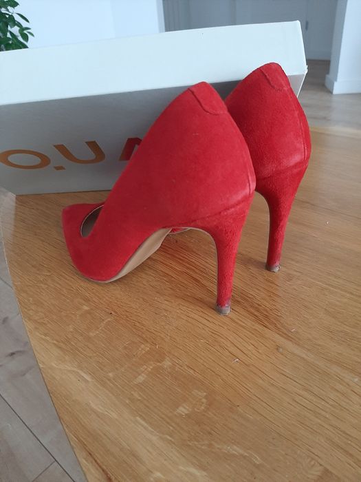 Quazi szpilki zamsz czerwone
