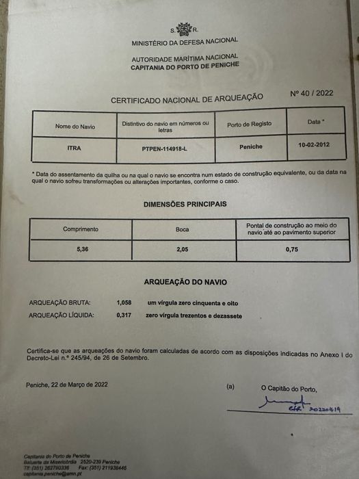 Barco pesca profissional - Peniche - licença covos e outras