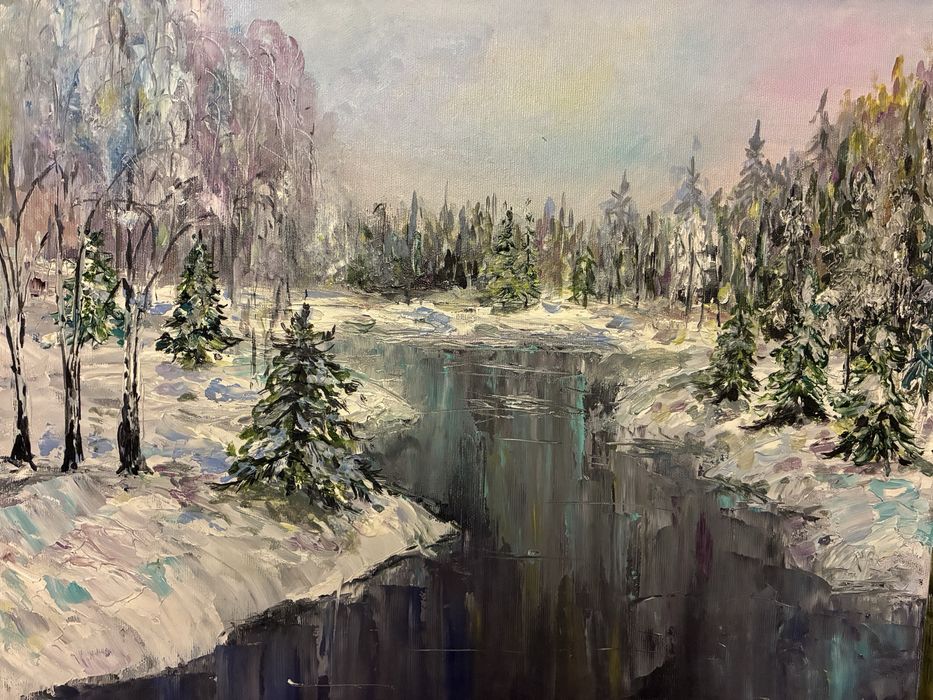 Продам картину маслом «Зима» полотно олія пейзаж