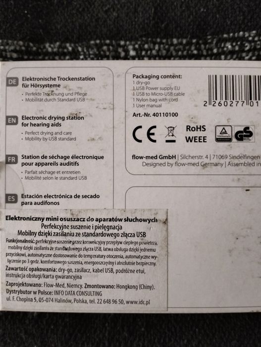 Osuszacz do aparatów słuchowych