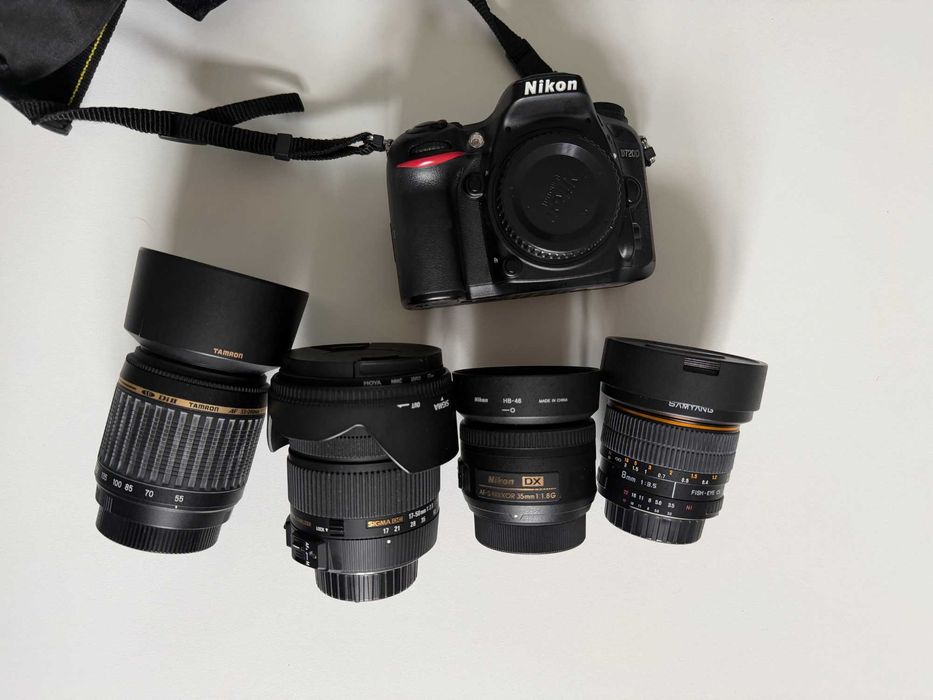 Nikon D7200, 4 obiektywy, dodatki, torba (jak nowy)