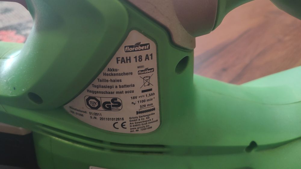 Акумуляторний кущоріз Florabest FAH 18 A1,