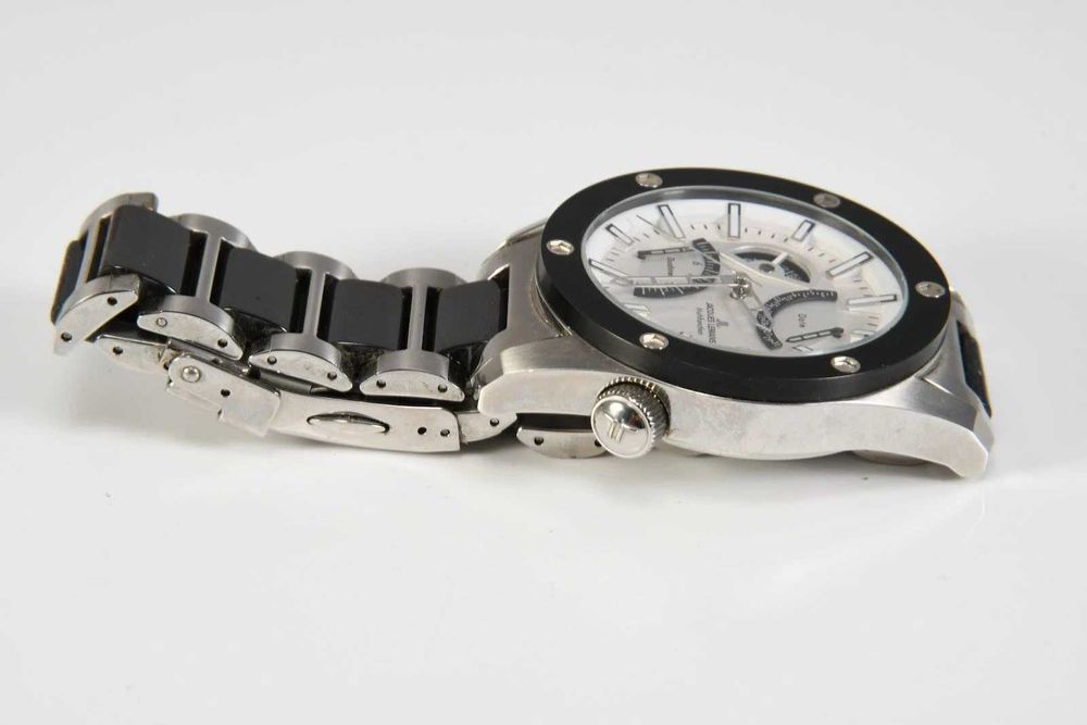 Jacques Lemans 1-1634 biała tarcza Duotime Date zegarek męski Multifunction