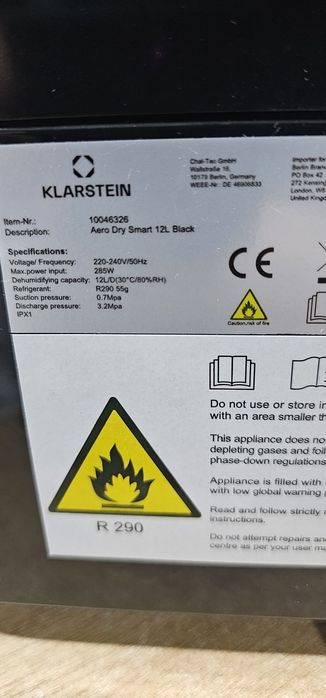 Осушувач повітря AeroDry Smart 12 л/24 год 2,5 л, чорний