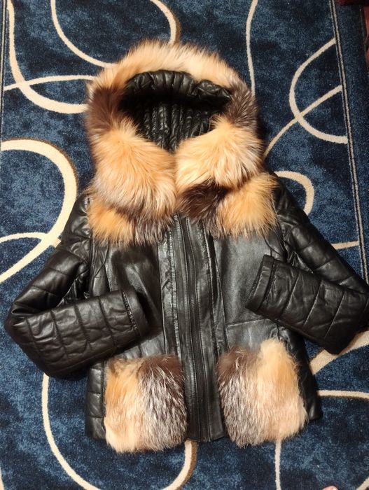 Куртка  натуральна, пуховик шкіра, хутро, розмір 46