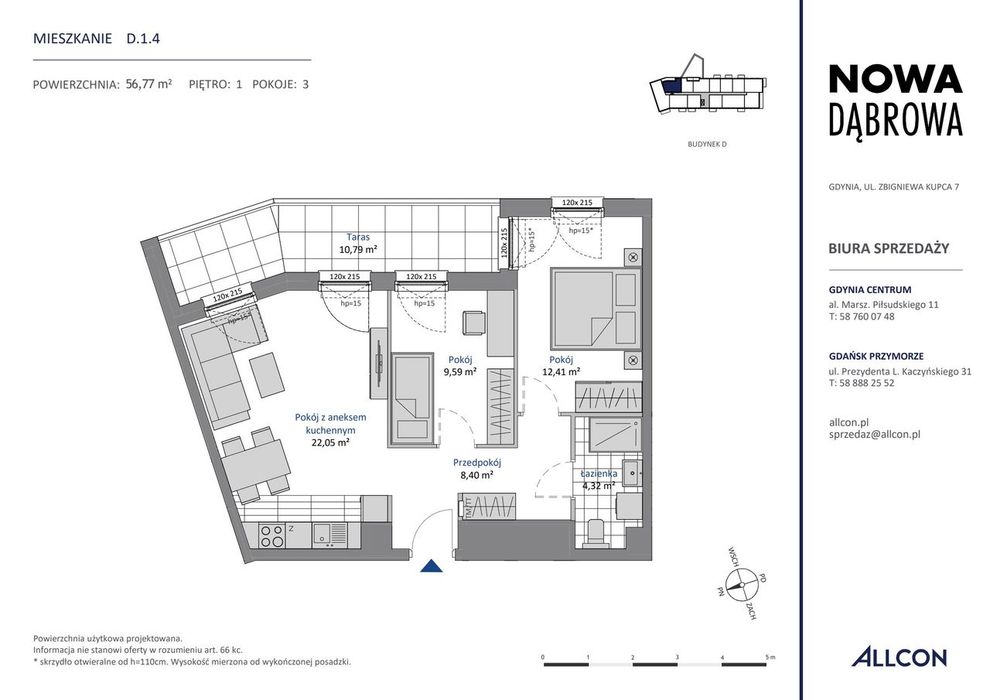 3-pokojowe mieszkanie 56 m² + taras Bez Pośredników - Widok 2