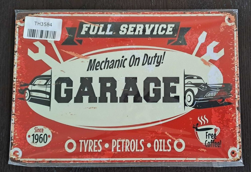 7 Placas Vintage Metalicas Decorativas 20 cm x 30 cm