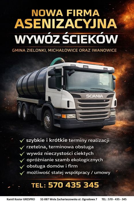 Wywóz szamba, ścieków