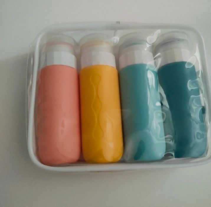 Butelki podróżne na kosmetyki, silikonowe pojemniki, 4 x 89ml