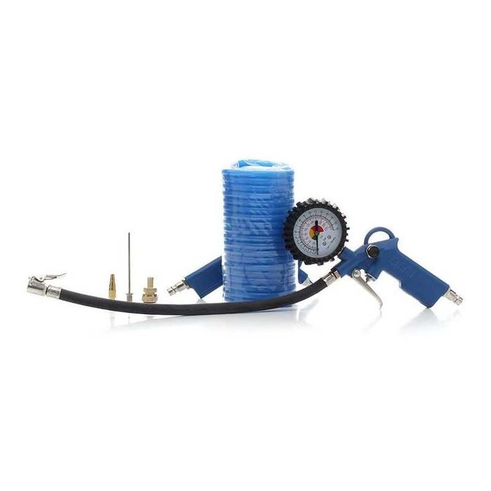 Zestaw Pneumatyczny 6 elementów pistolet manometr wąż końcówki KD412