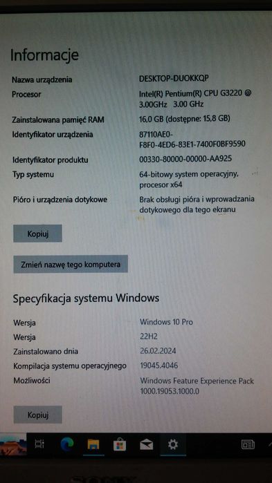 Komputer LENOVO dysk SSD ram 16GB Win10 Pro GRATIS Wysyłka