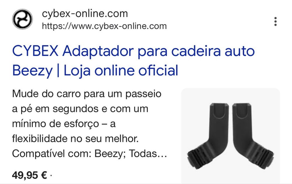 Carrinho Cybex Beezy + Adaptadores para Ovo