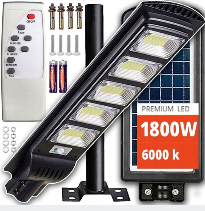 Lampa Solarna Uliczna VÖGLER LED 1800W  z Czujnikiem Ruchu+zmierzchu