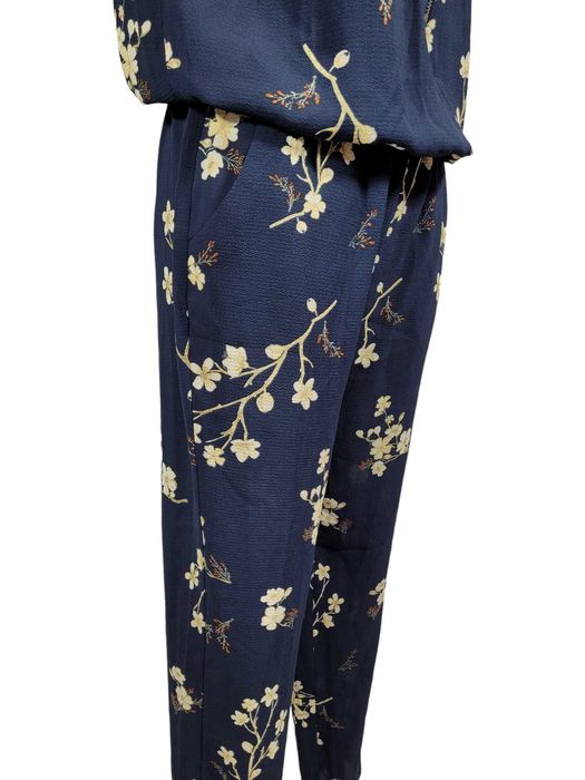 Nowy elegancki granatowy kombinezon 34,XS wzór kwiaty BonPrix BPC