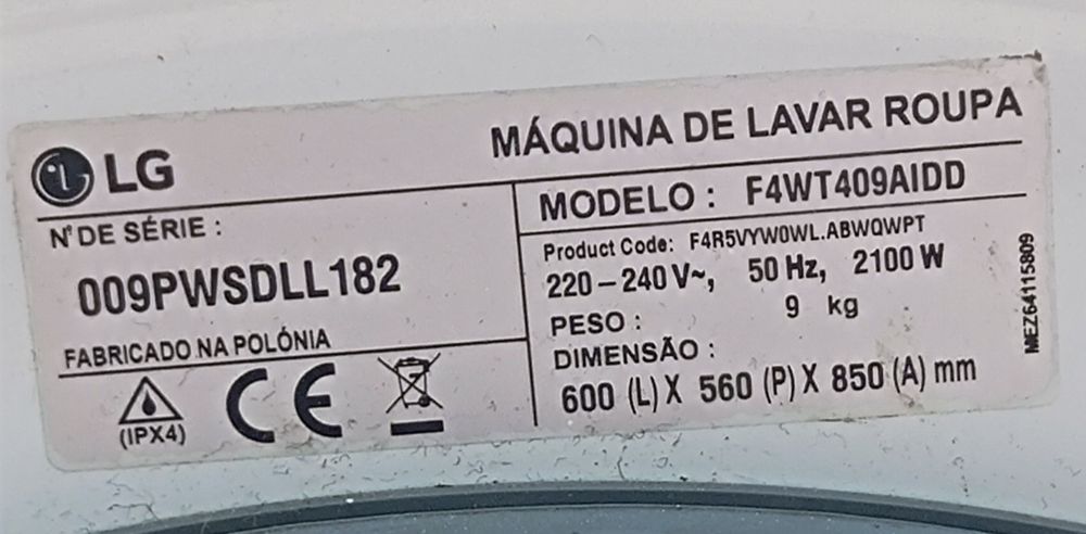 Placa eletrónica máquina roupa LG 9kg