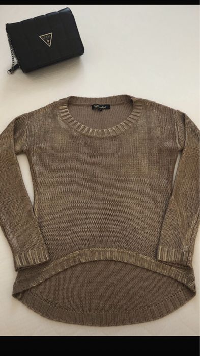 Sweter złoty śliczny r. S ze zlotą nitką
