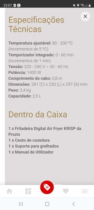 Fritadeira Digital Air Fryer Krisp - Preto