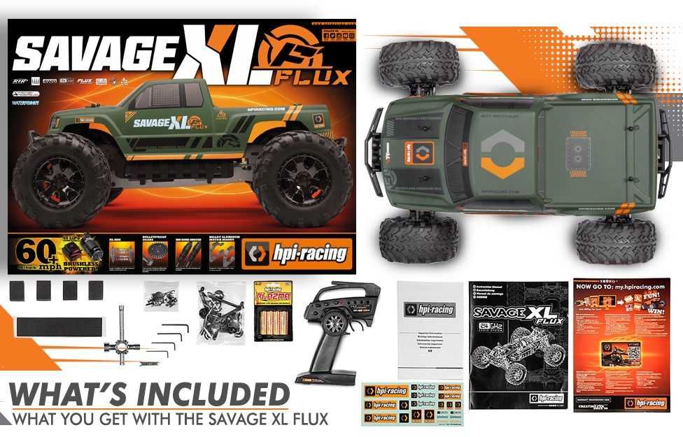 HPI Savage XL FLUX GTXL-1 1/8 Monster Truck RC (100 km/h) + 2 baterie