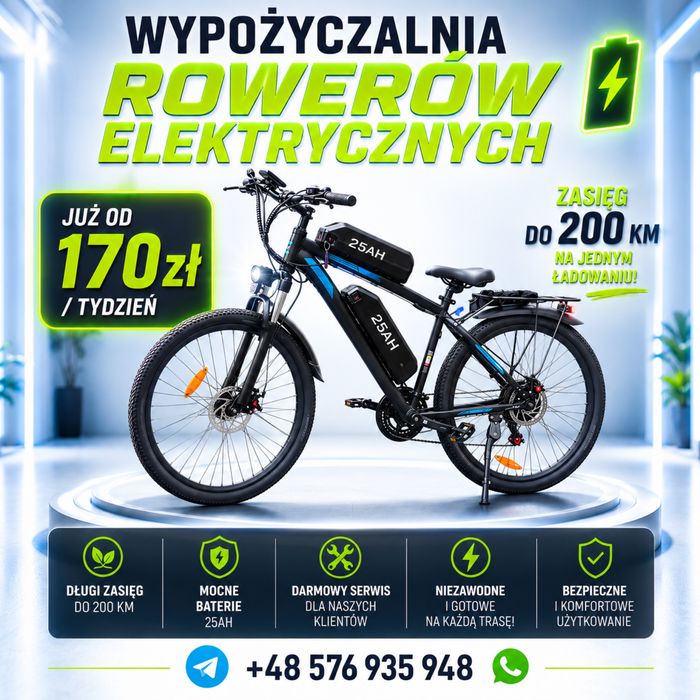 Wynajem e-rowerów w Warszawie — bez kaucji, serwis w cenie, od 170zł/tydzień