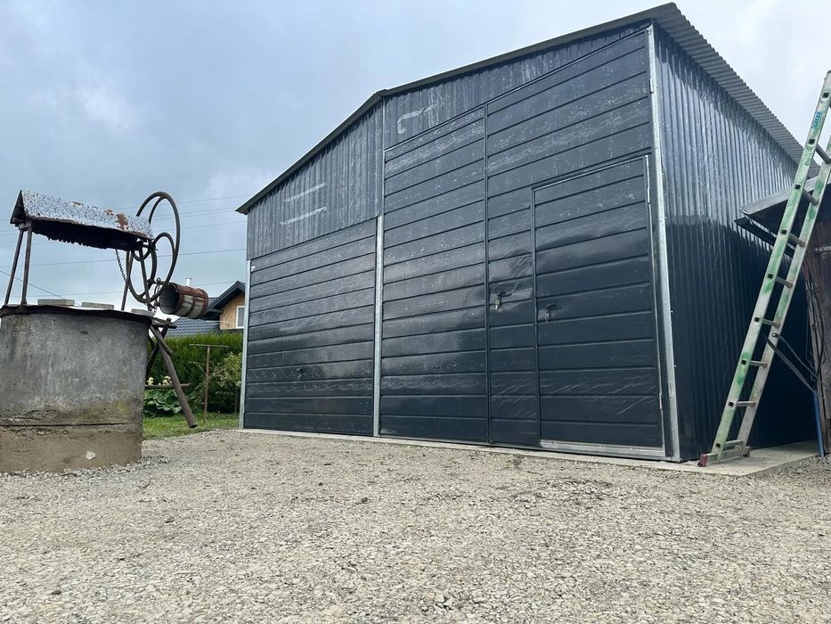 Hala 6x8 m - Dach dwuspadowy, Brama uchylna, Grafit