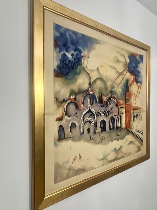 Salvador Dali Plac Św. Marka Ogromna Litografia na jedwabiu  Oryginał