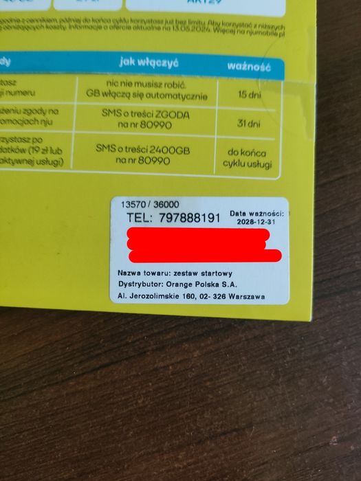 Złoty Numer NJU 797-888-191 Nowy (AAA)