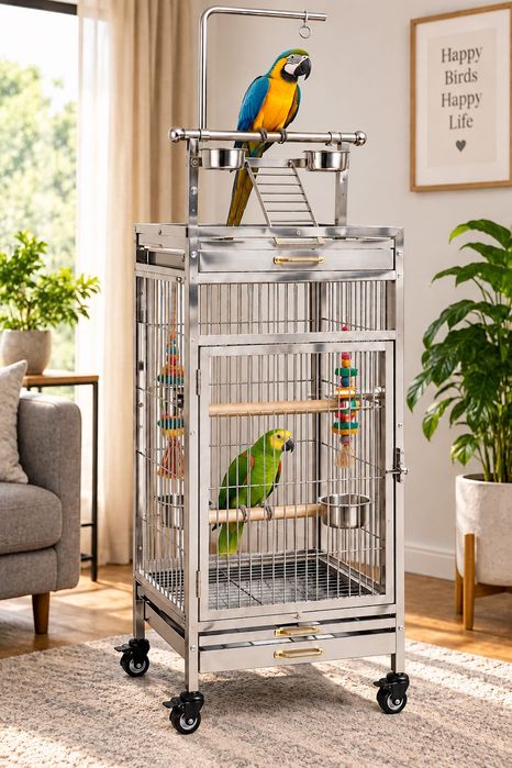 Клетка для птиц из нержавеющей стали  45 см x 45 см x 150 см
