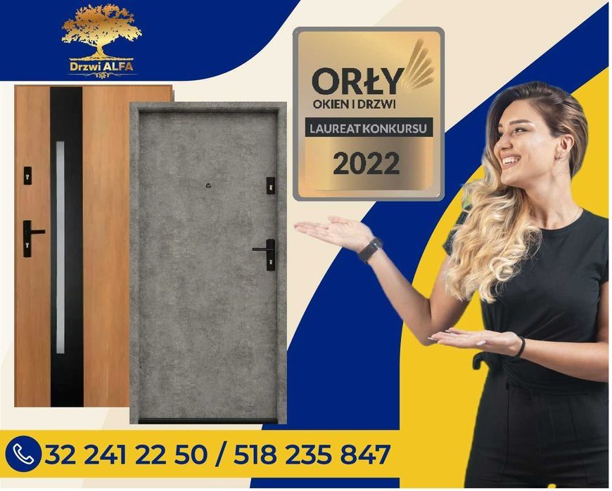 Drzwi wejściowe zewnętrzne/wewnętrzne z montażem, wyciszone wzmocnione