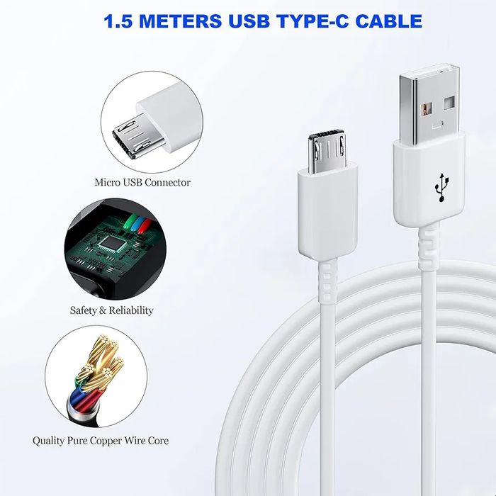 Ładowarka do szybkiego ładowania 5V 2A z kablem USB-C  lub micro USB