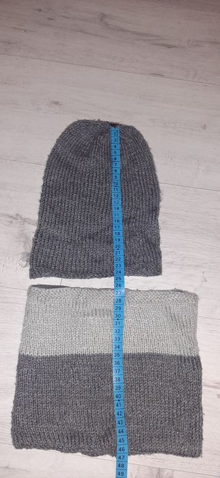 Zestaw wełna czapka komin rękawiczki rękawki modne ciepłe r.98-110,3-5