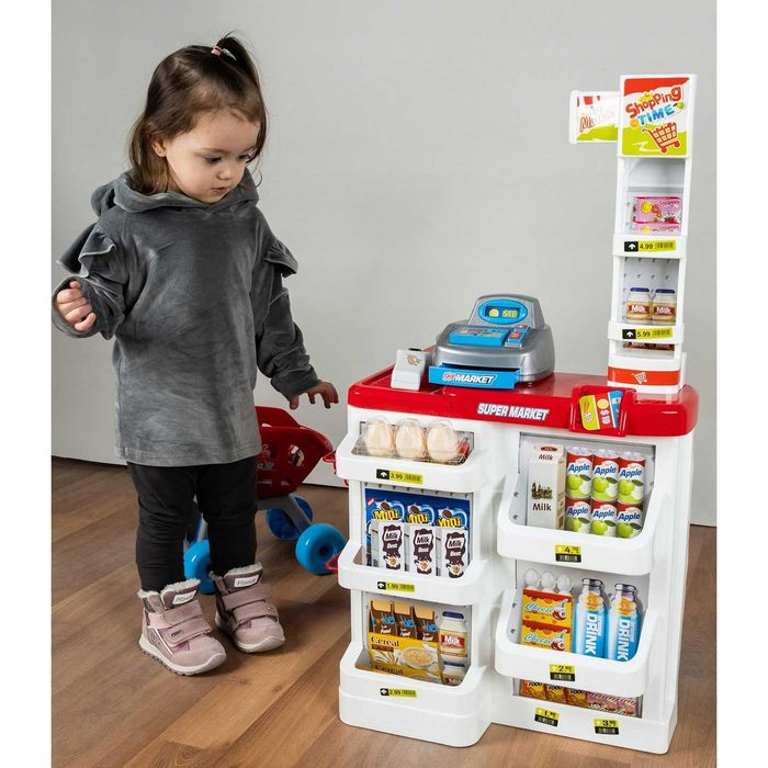 Supermarket Sklep Kasa dla Dzieci Stragan + Wózek Koszyk z Akcesoria