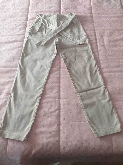 Calças beije em sarja, da ZARA KIDS 11-12 anos