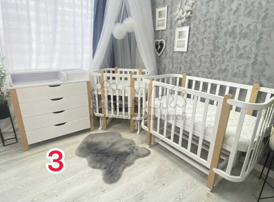 ДИТЯЧІ МЕБЛІ BabyMax з натурального БУКА: ЛІЖКО , МАТРАЦ та Комод