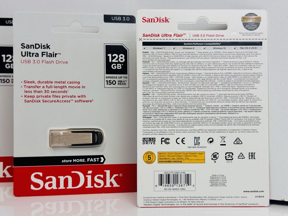 Новий SanDisk Ultra Flair - USB 3.0 флеш-накопичувач флешка 128 ГБ