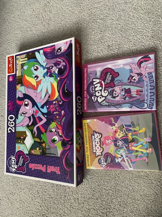 Equestria Girls, puzzle 260 el. i dwa filmy dvd.