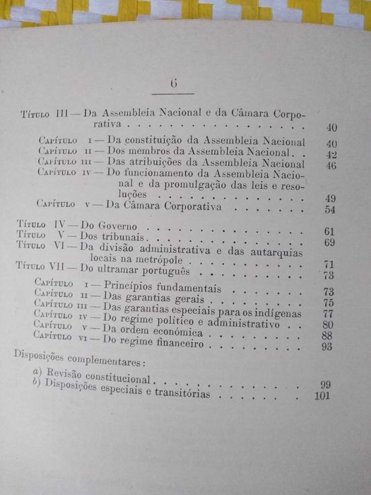 Constituição política da República Portuguesa – 1952