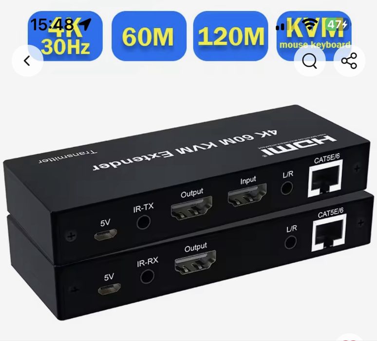 Подовжувач hdmi 4k 120m через Ethernet rj45