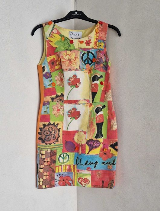 sukienka retro vintage UNIQ LOVE MOSCHINO cheap&chic 34 xs