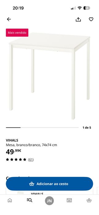 Mesa ikea branca 74x74cm
