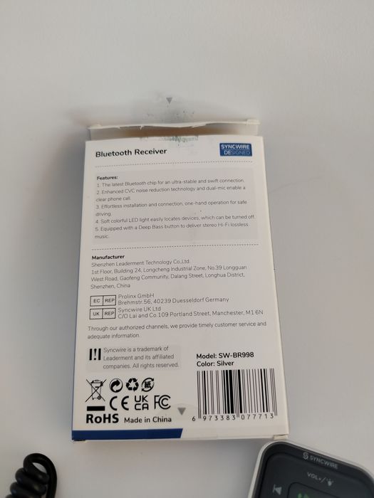 Adapter samochodowy Bluetooth 5.4 SyncWire SW-BR998 odbiornik