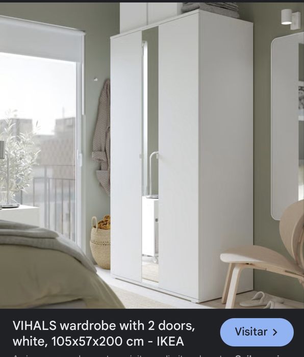 roupeiro com 2 portas e espelho, branco