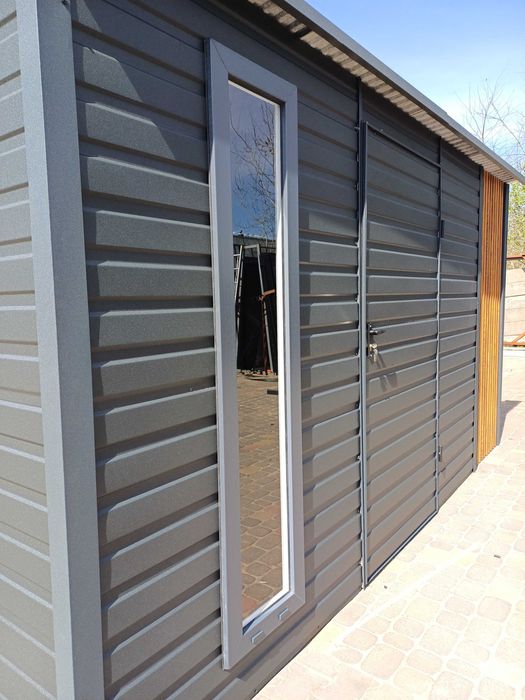 Domek narzędziowy garaż ogrodowy z lamelami blaszanymi 4x2 (252)