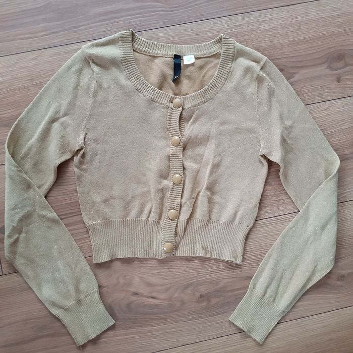Krótki sweterek złoty H&M r. M bawełna