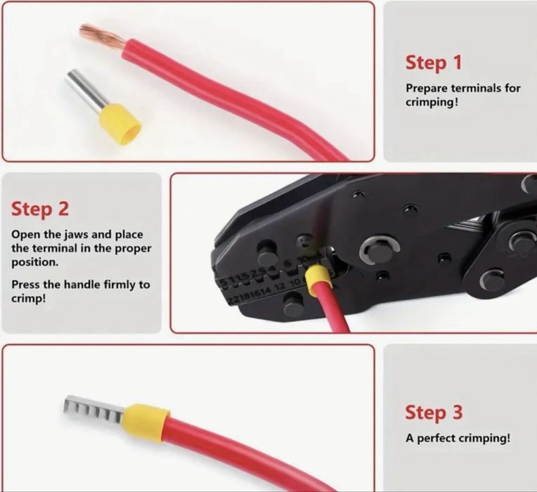 Kit Alicate de Cravar Terminais Profissional + 8 Matrizes (Novo)