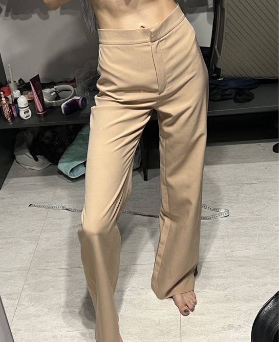 Брюки бежевые из костюмной ткани размер 34 XS