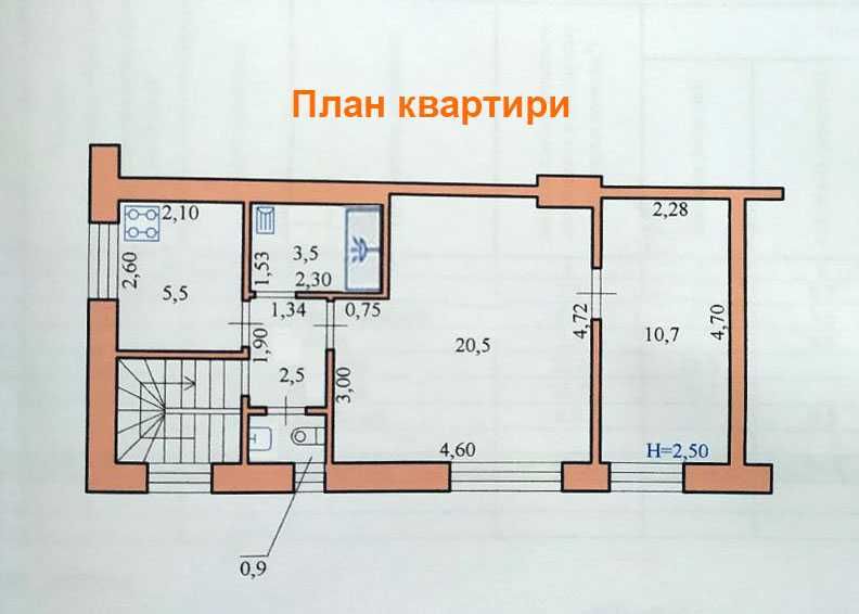 2-комнатная квартира по адресу ул. Капеланська (площадь 43,6 м²) - Atlanta.ua - фото 2