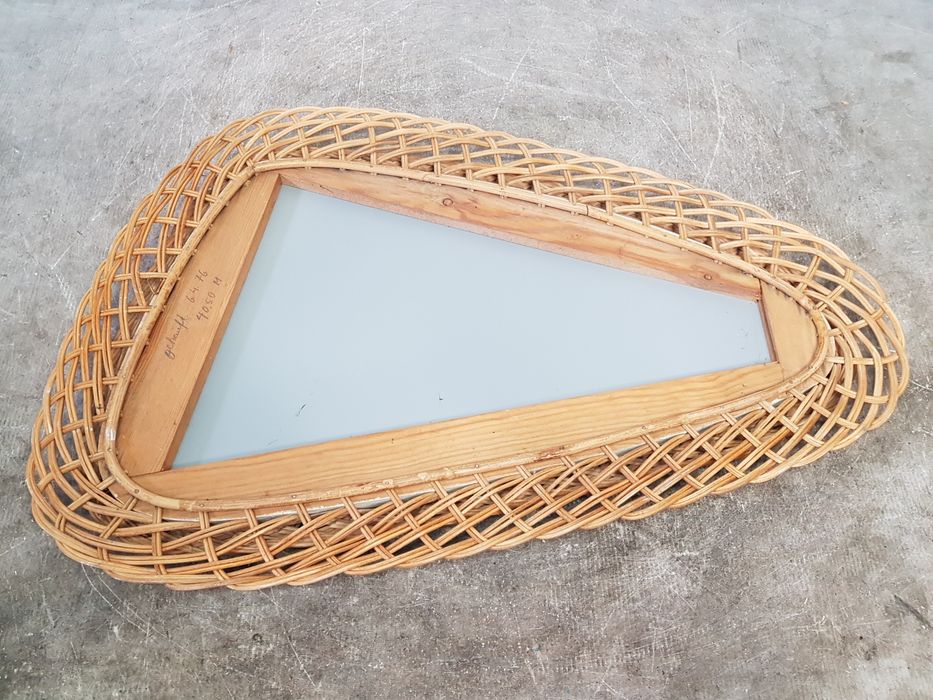 Lustro Vintage lata 60/70 Rattan Plecione Rattanowe Boho