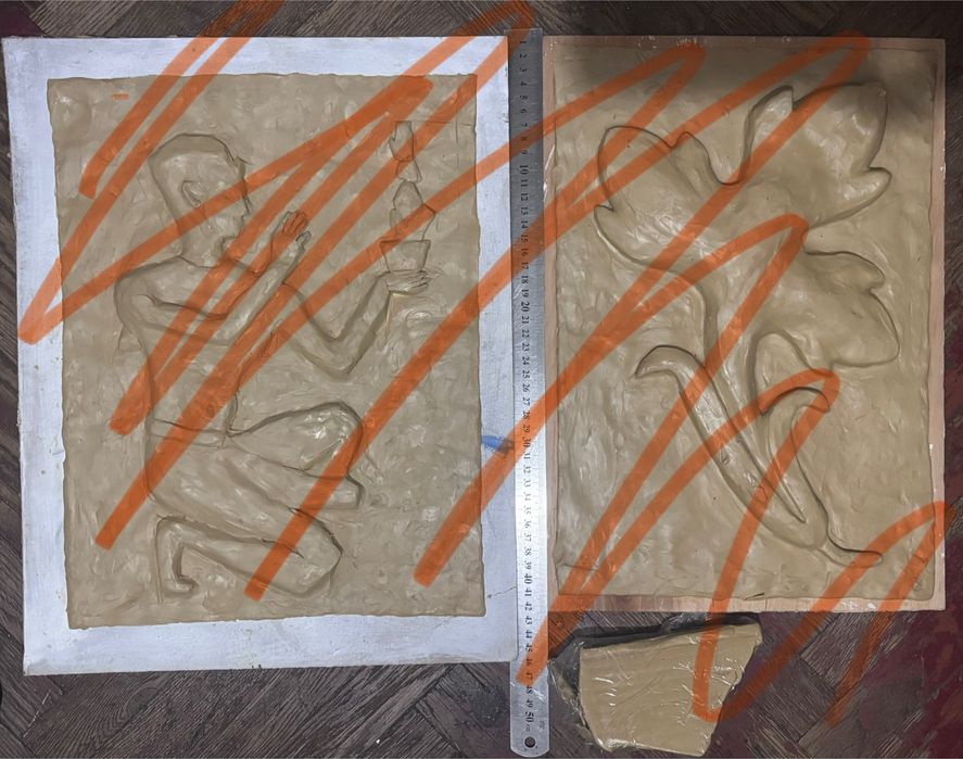 Розетка, Барельєф із скульптурного пластиліну